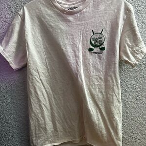 Birdie Bros Men's Short Sleeve T-Shirt in Cream with Green Logo